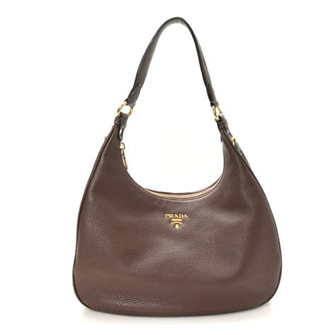 PRADA Vitello Daino Hobo Cacao 1385756 